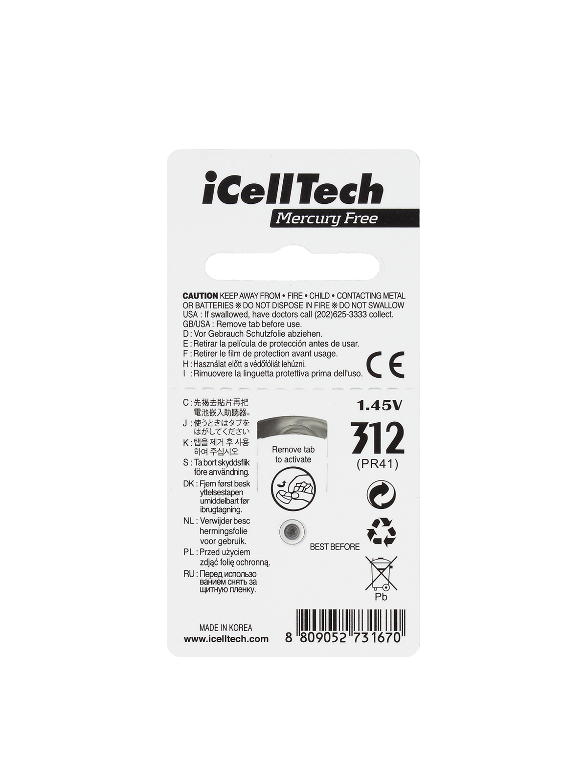 baterie icelltech 312 60 szt